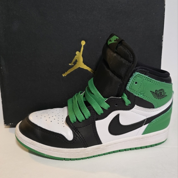 Jordan 1 Retro High OG (PS) Black Lucky Green-White Size 2Y - Picture 2 of 11